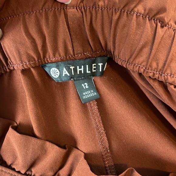 ATHLETA Skyline Rust Color Stretch Belted Casual Pull-on Ankle Pants Size 12 - Picture 11 of 15